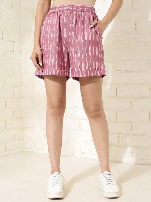 fabindia pink cotton printed shorts