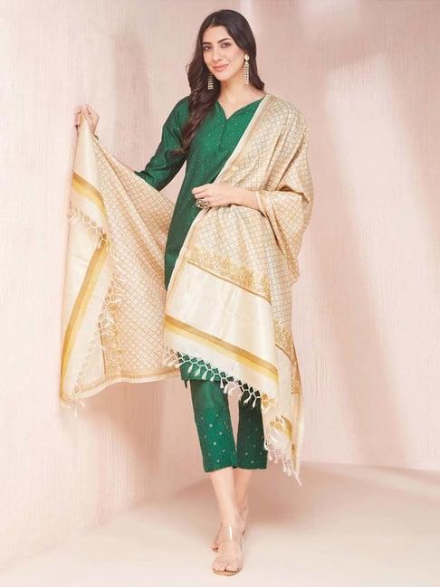 fabindia cream printed dupatta