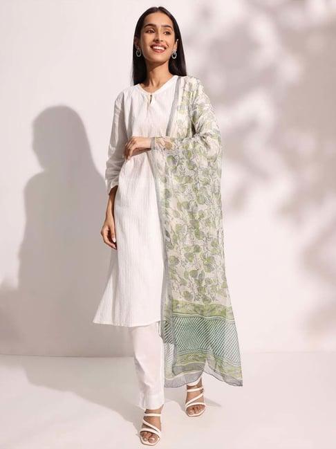 fabindia off-white printed dupatta