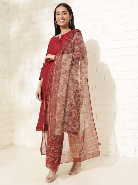 fabindia maroon printed dupatta