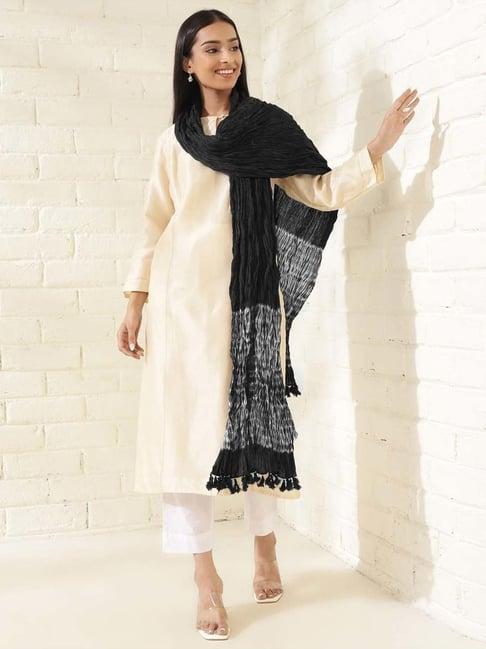 fabindia black cotton printed dupatta