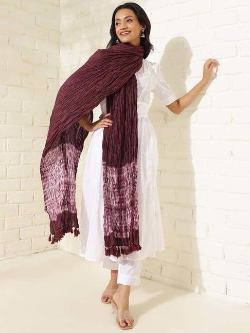 fabindia maroon cotton printed dupatta