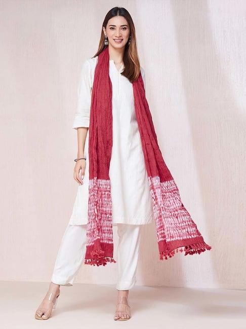 fabindia pink cotton printed dupatta