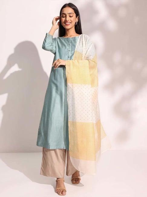 fabindia yellow printed dupatta