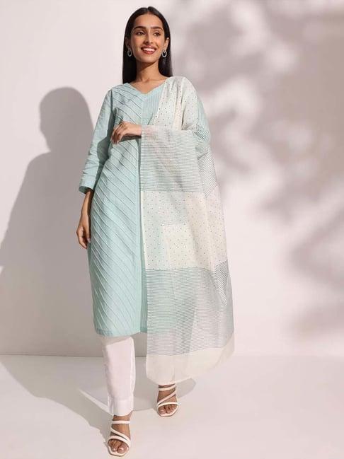 fabindia cream printed dupatta