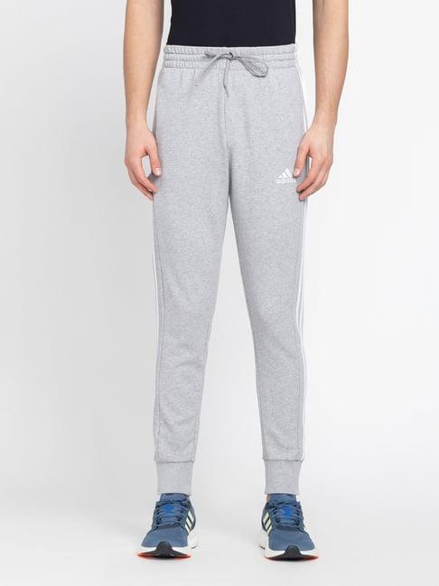 adidas grey melange regular fit striped sports joggers