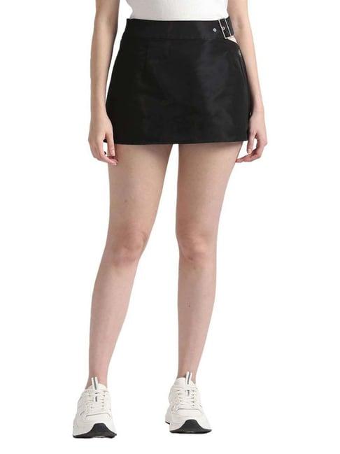 calvin klein ck black embroidered a-line skirt