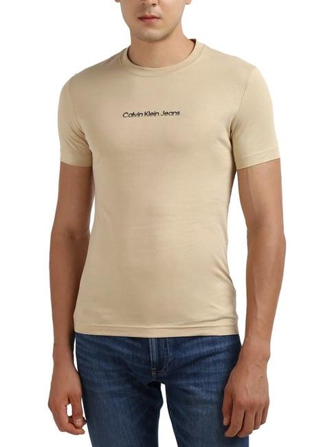 calvin klein pale khaki slim fit t-shirt