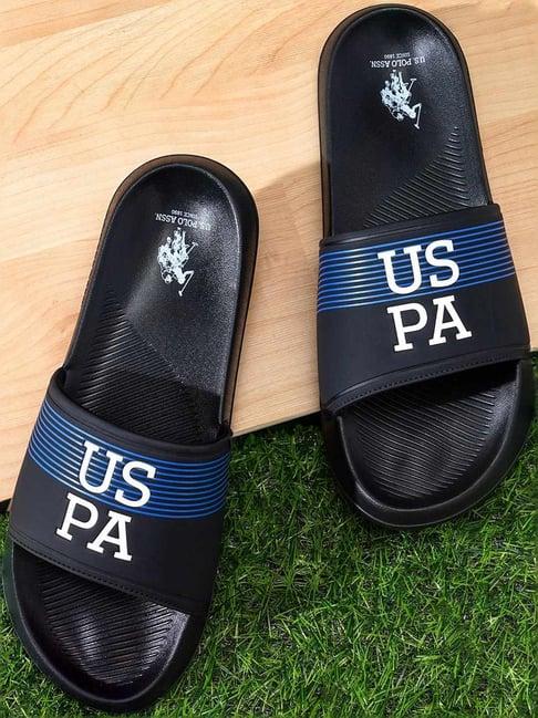 u.s. polo assn. men's black slides