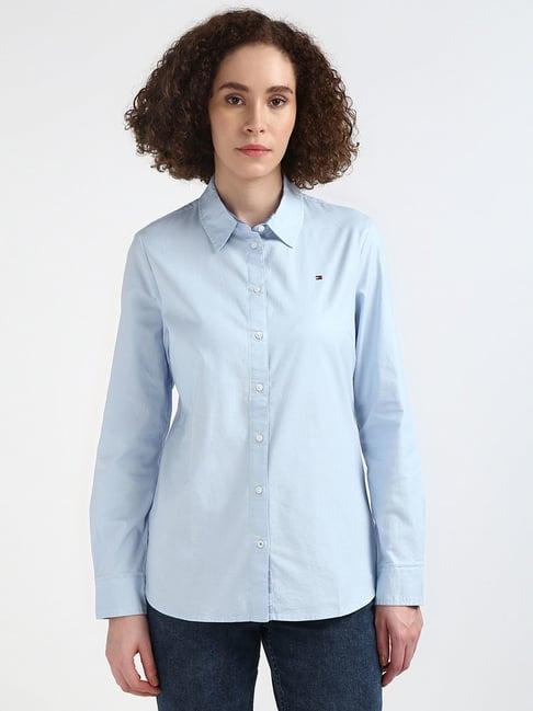 tommy hilfiger blue cotton shirt