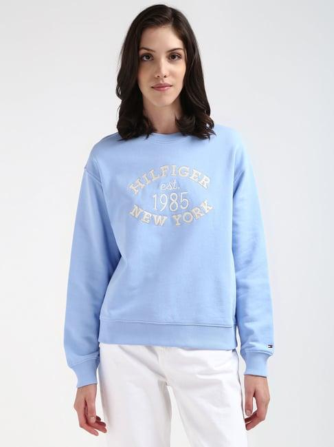 tommy hilfiger vessel blue cotton logo print sweatshirt