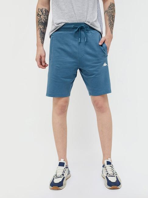 kappa teal blue regular fit sports shorts