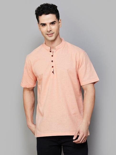 melange by lifestyle coral regular fit cotton short kurta