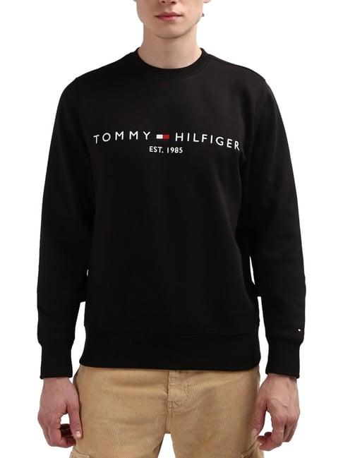 tommy hilfiger black regular fit printed sweatshirt