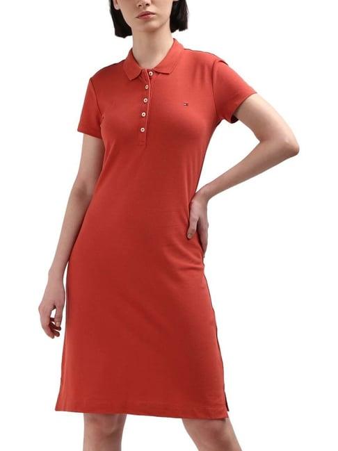 tommy hilfiger terra red cotton dress