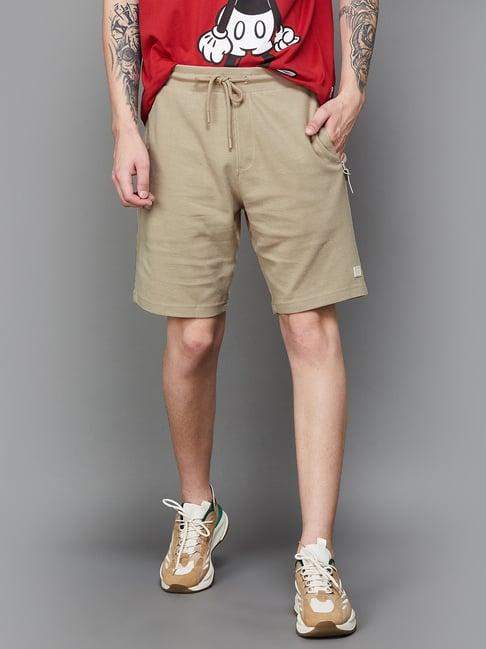 fame forever by lifestyle beige regular fit shorts