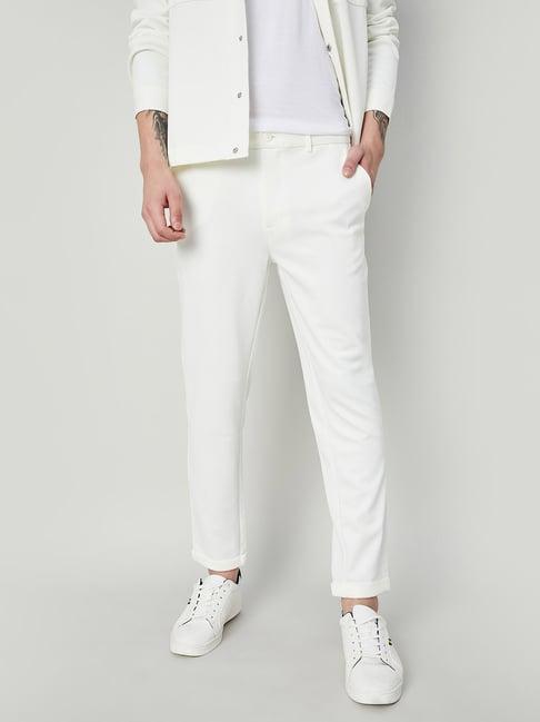 forca by lifestyle off white regular fit flat front trousers