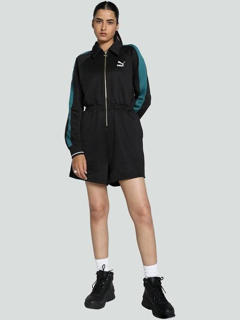 puma black & green color-block jumpsuit