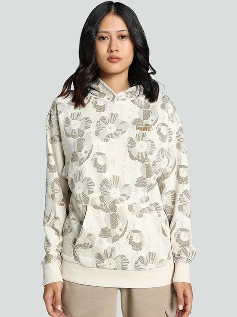 puma cream printed sports sweatshirt