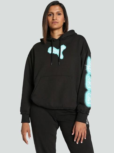 puma black printed sports sweatshirt