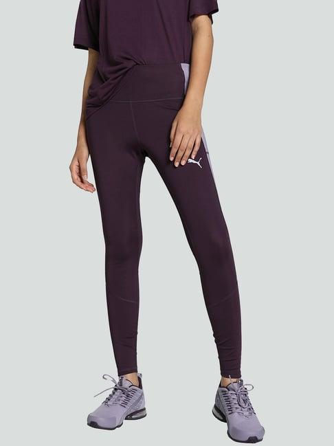 puma purple color-block sports tights