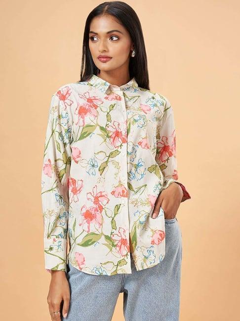 marigold lane off-white printed top