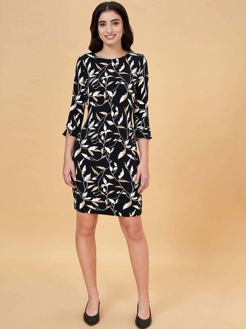 annabelle by pantaloons black printed shift dress