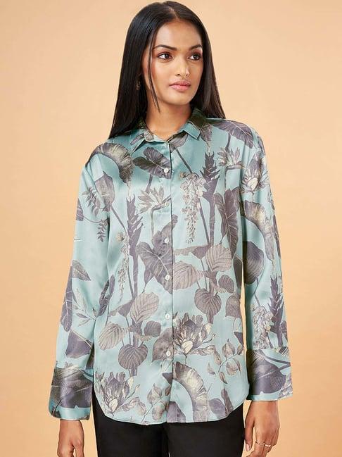 marigold lane blue printed shirt