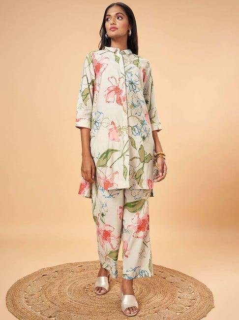 marigold lane off-white printed kurti palazzo set