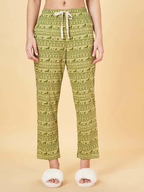 dreamz by pantaloons green cotton printed pyjamas