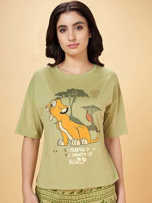 dreamz by pantaloons green cotton printed t-shirt