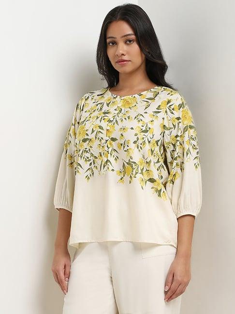 gia by westside beige floral printed blouse