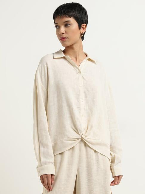 lov by westside beige knot-detailed blouse