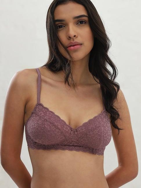 wunderlove by westside mauve lace design soft bra