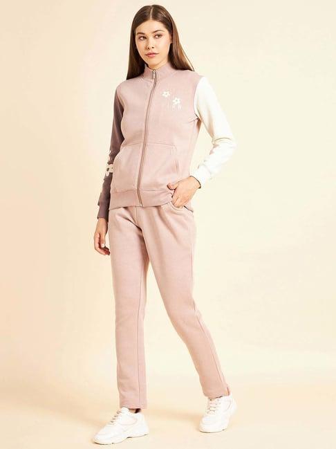 sweet dreams dusty pink color-block sweatshirt track pants set