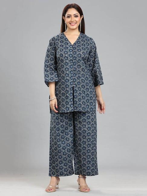 cotton culture blue printed kurta pant set