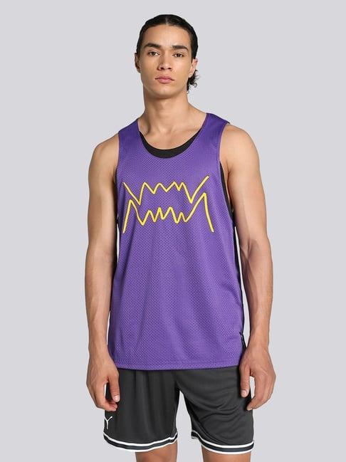 puma purple regular fit printed tank tee