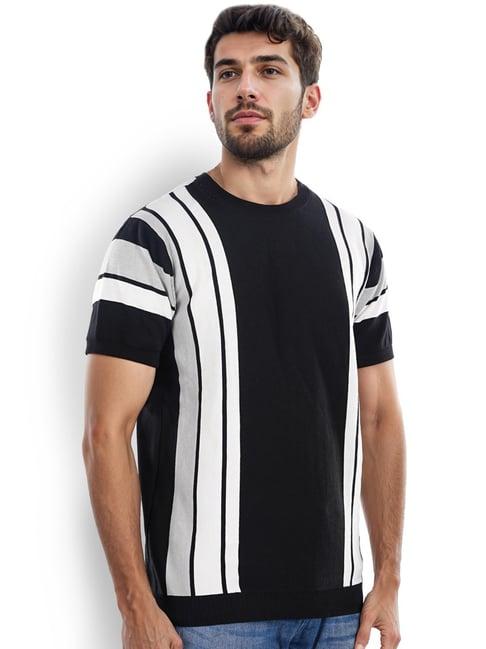 celio* black straight fit striped t-shirt