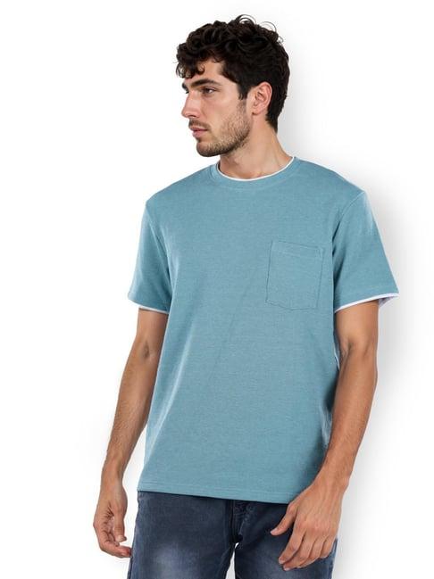 celio* vert sauge straight fit texture t-shirt