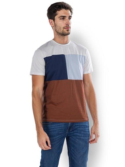 celio* ecru straight fit colour block t-shirt