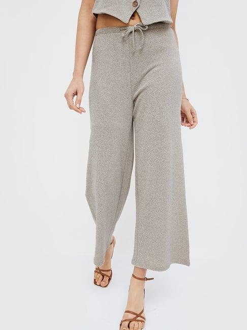 ginger by lifestyle grey textured mid rise pants