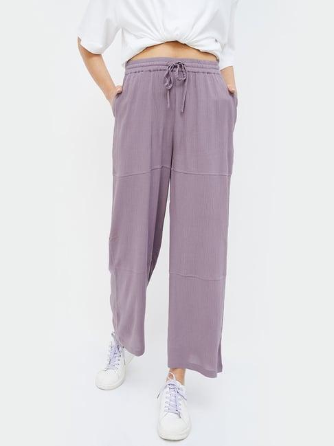 ginger by lifestyle mauve regular fit mid rise pants