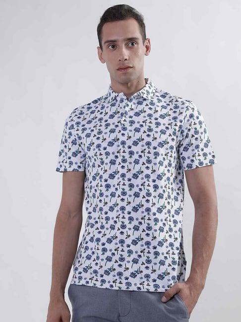 bruun & stengade white regular fit printed polo t-shirt