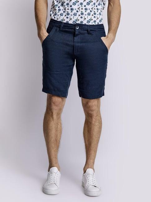 bruun & stengade blue linen regular fit shorts