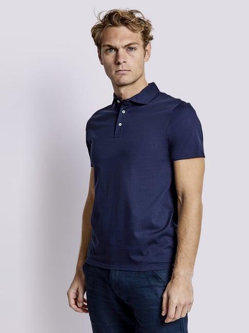 bruun & stengade navy blue regular fit polo t-shirt