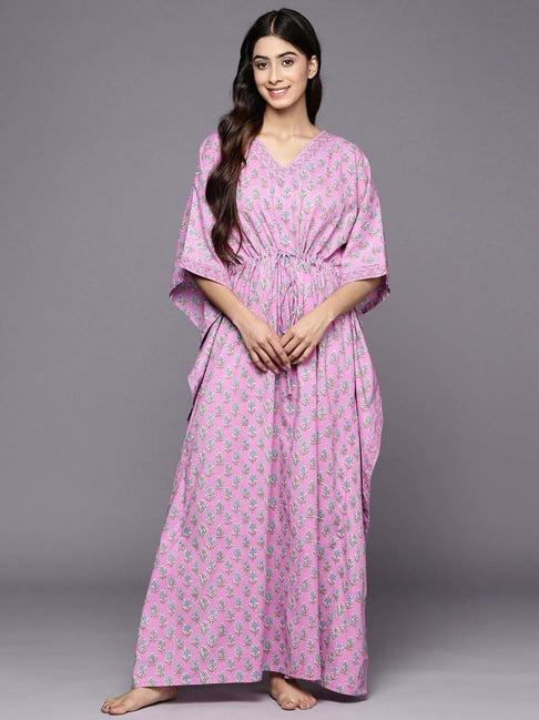 libas lilac cotton printed kaftan