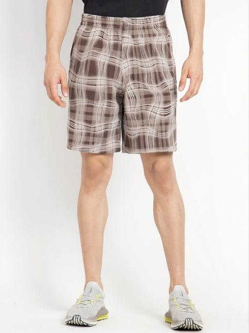 adidas originals brown cotton regular fit checks shorts