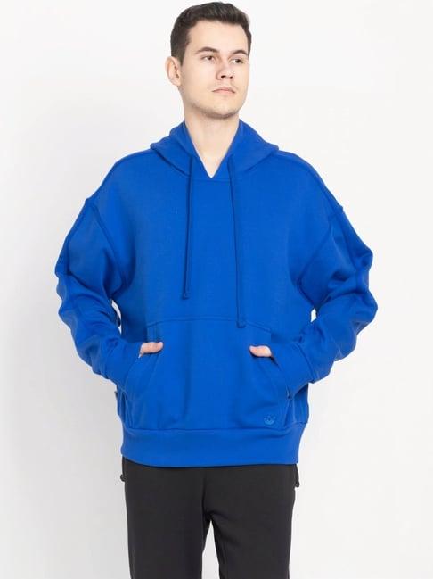 adidas originals blue cotton regular fit hooded jacket