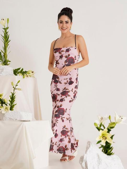 prizo pink floral print maxi dress