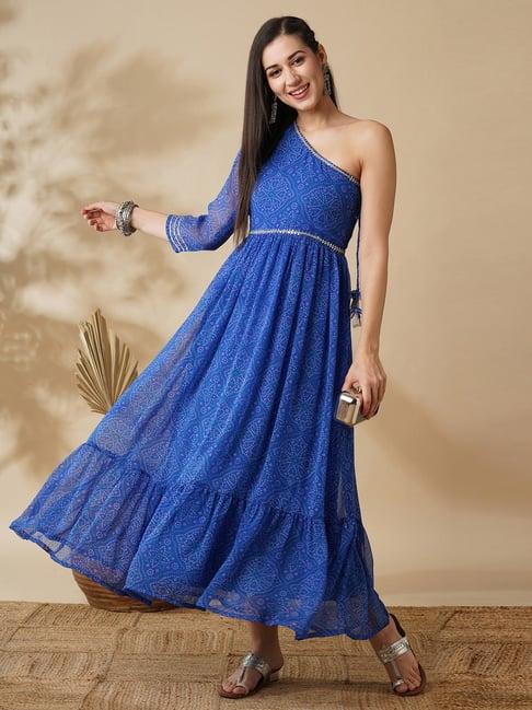 globus blue embellished maxi dress